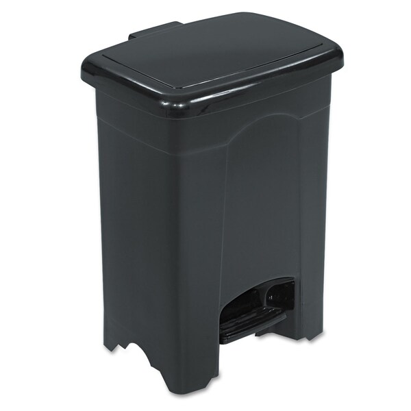 4 Gal Rectangular Trash Can, Black, Top Door, Plastic